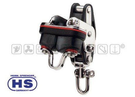 HS SINGLE SWIVEL BLOCK WITH BECKET AND CAM CLEAT